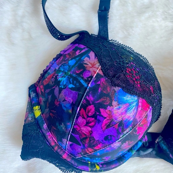 VS VERY SEXY Bombshell Add-2-Cups Shine Strap Push-Up Bra 32B Moonlight Floral - Picture 3 of 13